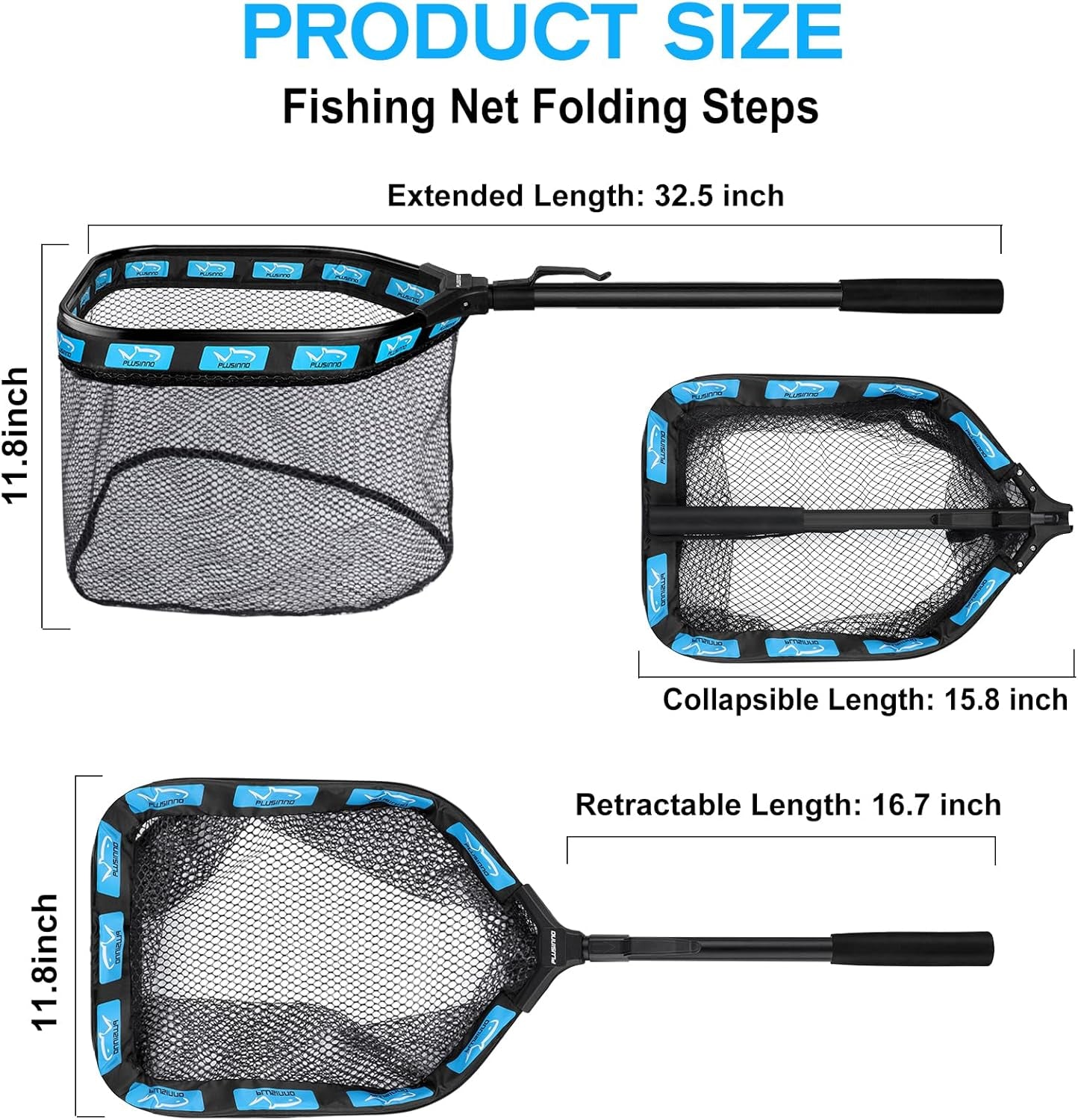Floating Fishing Net for Steelhead, Salmon, Fly, Kayak, Catfish, Bass, Trout Fishing, Rubber Coated Foldable Landing Net with Fixed or Telescoping Pole Handle, Fishing Gear and Gifts for Men