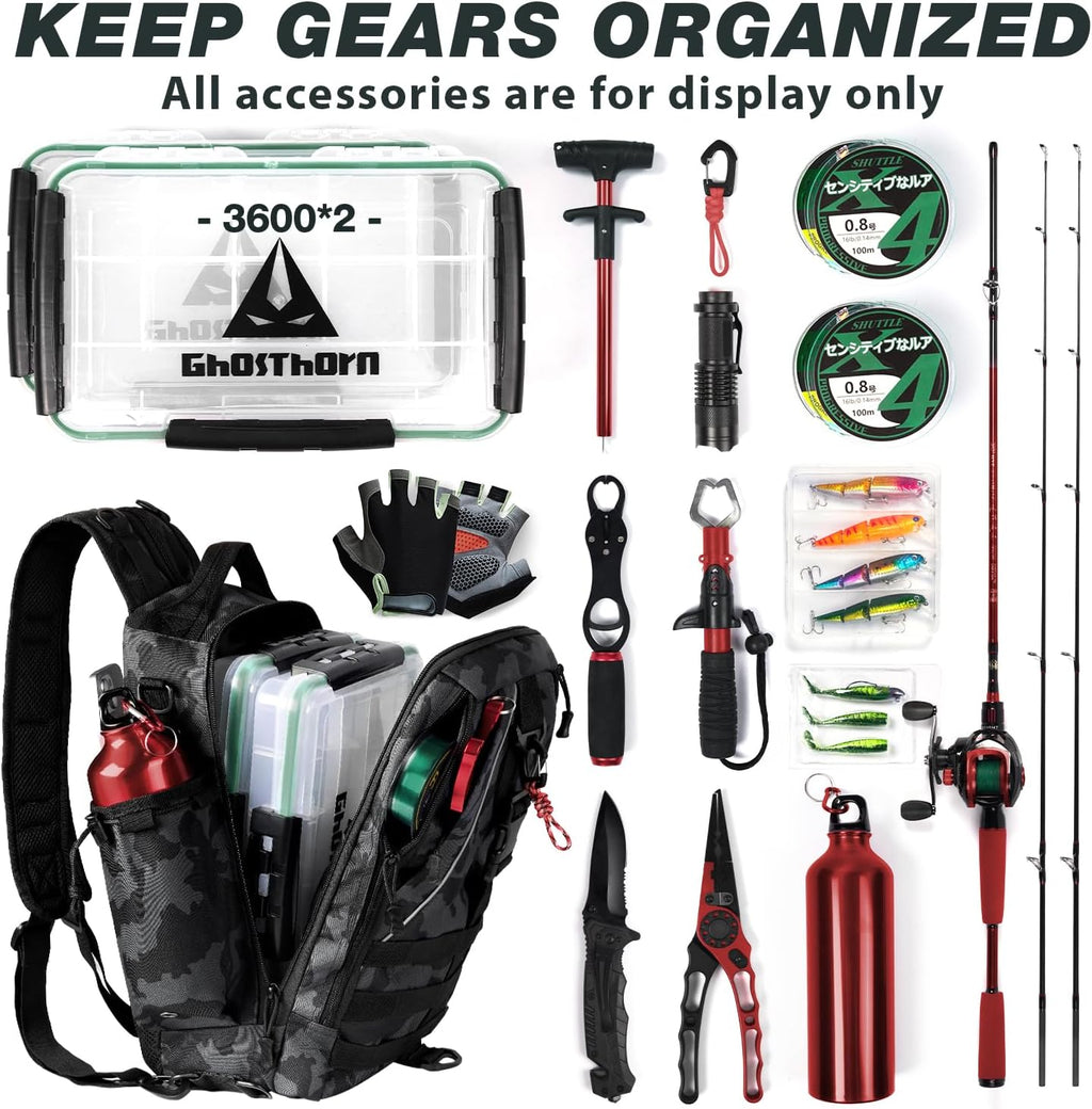 Fishing Backpack Tackle Sling Bag-Backpack with Rod Holder- Lightweight Tackle Box Fly Fishing Gifts for Men Women