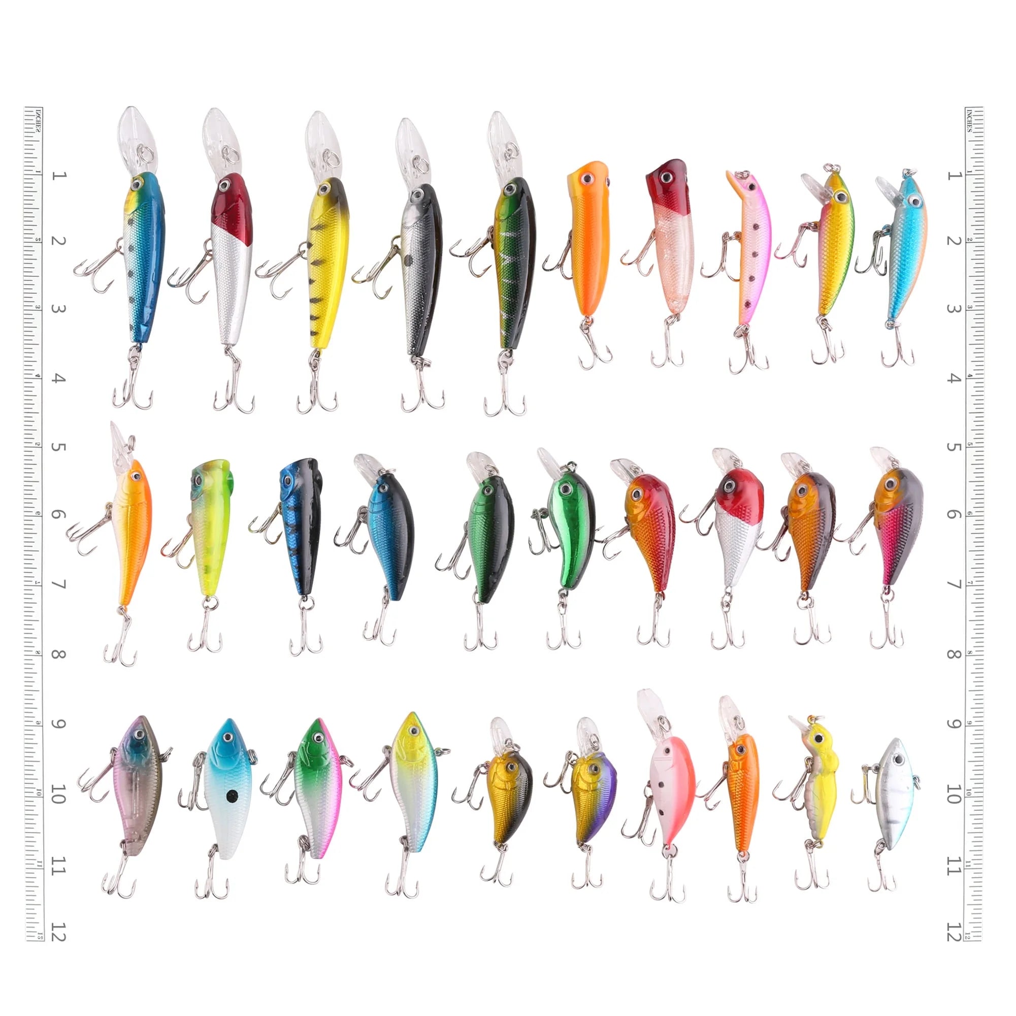 30 Topwater Fishing Lures with Hooks, Bass Bait Trout Lures with Propeller Tail