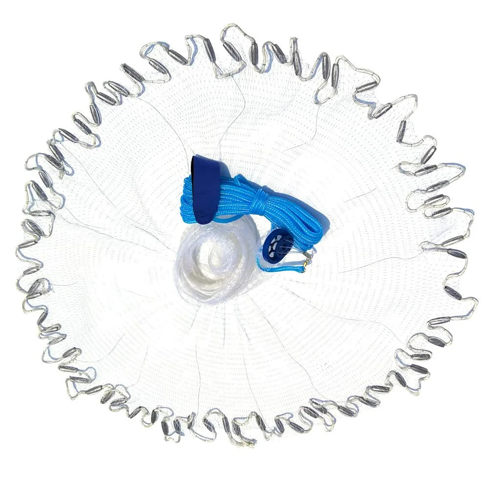 Cast Net 3/8" Mesh Hand Cast Fishing Net Saltwater Bait Casting Net 4/6/8FT Radius Size