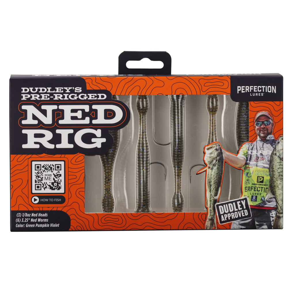 Dudley'S Ned Rig Green Pumpkin Violet Finesse Worm Kit