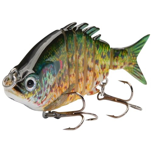 Bassdash SwimPanfish 2.5”/0.34oz Hard Bluegill Swimbaits Multi Jointed Topwater Trout Bass Fishing Crank Lure for Freshwater and Saltwater - Spotted Sunfish