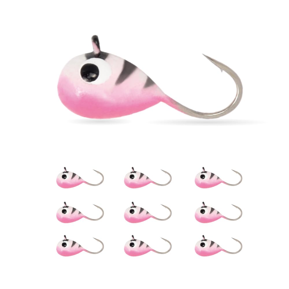 10Pack Tungsten Ice Fishing Jigs, Glow Tungsten Jigs for Panfish Teardrop Ice Jigs Tungsten, 2.7/3.2/4/5/6/7mm