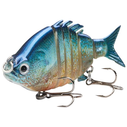 Bassdash SwimPanfish 2.5”/0.34oz Hard Bluegill Swimbaits Multi Jointed Topwater Trout Bass Fishing Crank Lure for Freshwater and Saltwater - Redbreast Sunfish