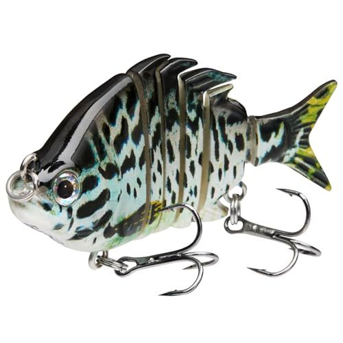 Bassdash SwimPanfish 2.5”/0.34oz Hard Bluegill Swimbaits Multi Jointed Topwater Trout Bass Fishing Crank Lure for Freshwater and Saltwater