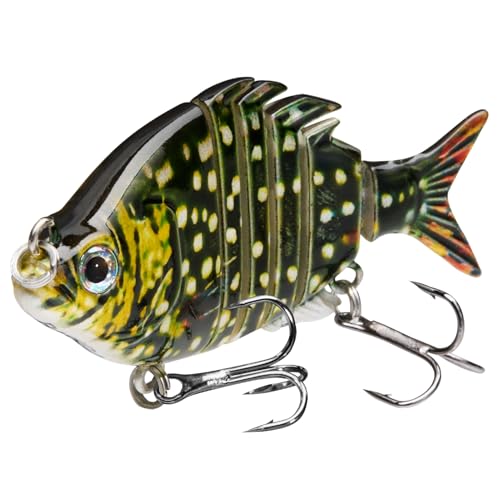 Bassdash SwimPanfish 2.5”/0.34oz Hard Bluegill Swimbaits Multi Jointed Topwater Trout Bass Fishing Crank Lure for Freshwater and Saltwater - Northern Pike