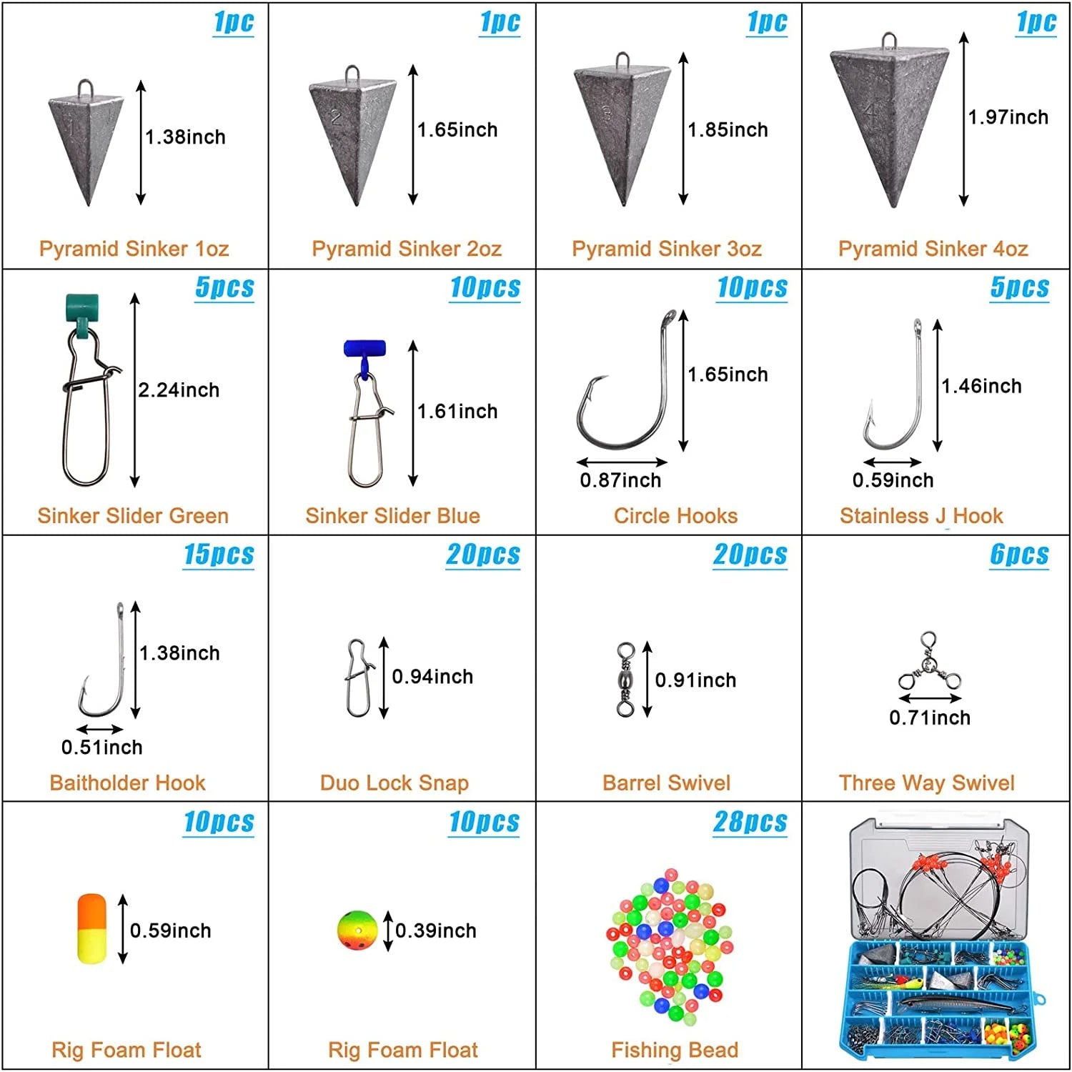 Surf Fishing Tackle Kit with Fishing Hooks Swivels
