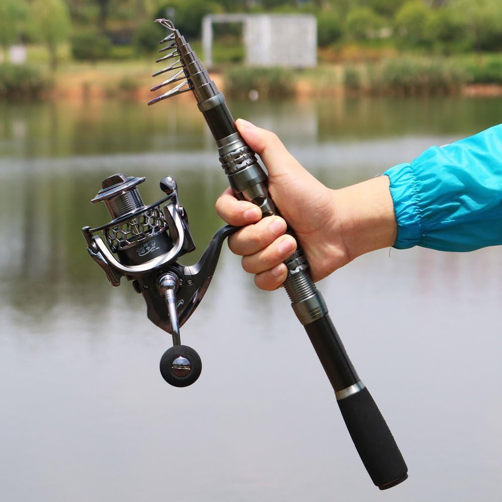 Telescopic Fishing Rod Reel Combos with Carbon Fiber Fishing Pole Spinning Reels and Fishing Accessories