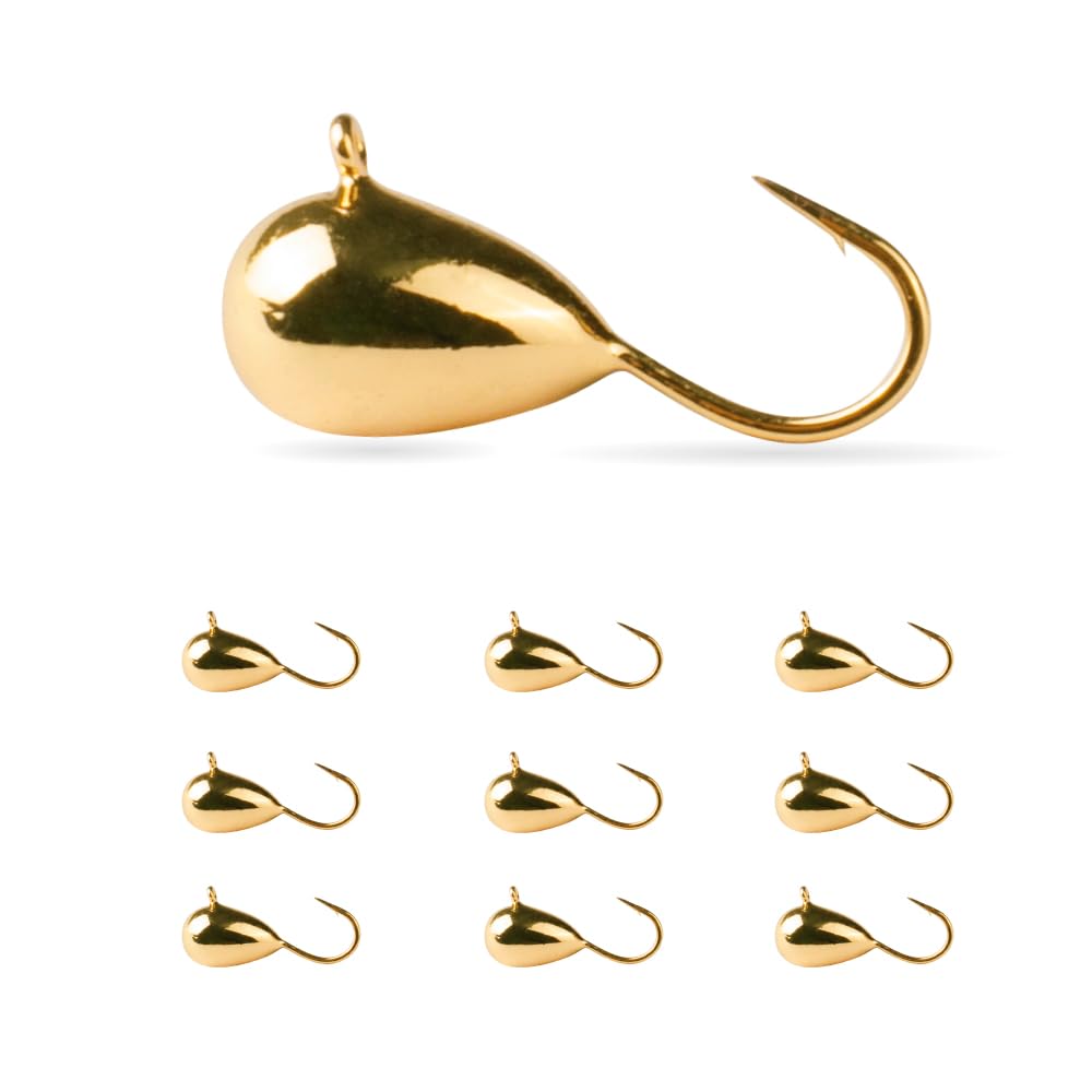 10Pack Tungsten Ice Fishing Jigs, Glow Tungsten Jigs for Panfish Teardrop Ice Jigs Tungsten, 2.7/3.2/4/5/6/7mm