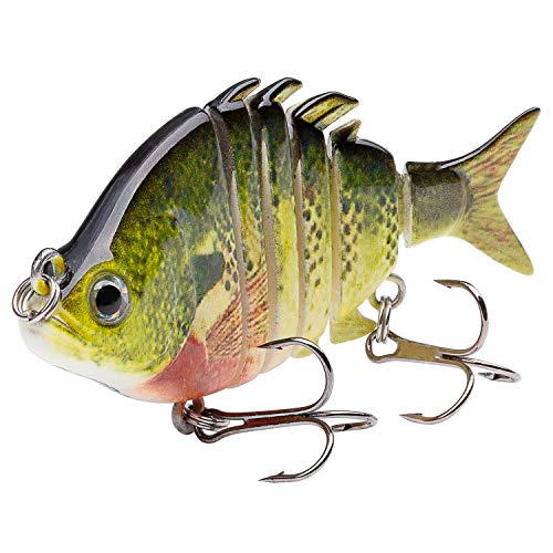 Bassdash SwimPanfish 2.5”/0.34oz Hard Bluegill Swimbaits Multi Jointed Topwater Trout Bass Fishing Crank Lure for Freshwater and Saltwater - Bluegill