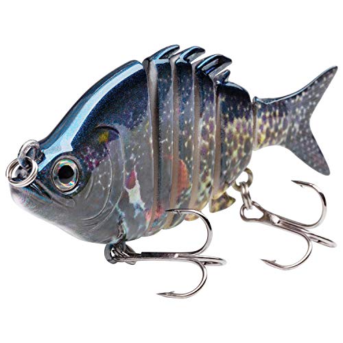 Bassdash SwimPanfish 2.5”/0.34oz Hard Bluegill Swimbaits Multi Jointed Topwater Trout Bass Fishing Crank Lure for Freshwater and Saltwater - Pumpkinseed