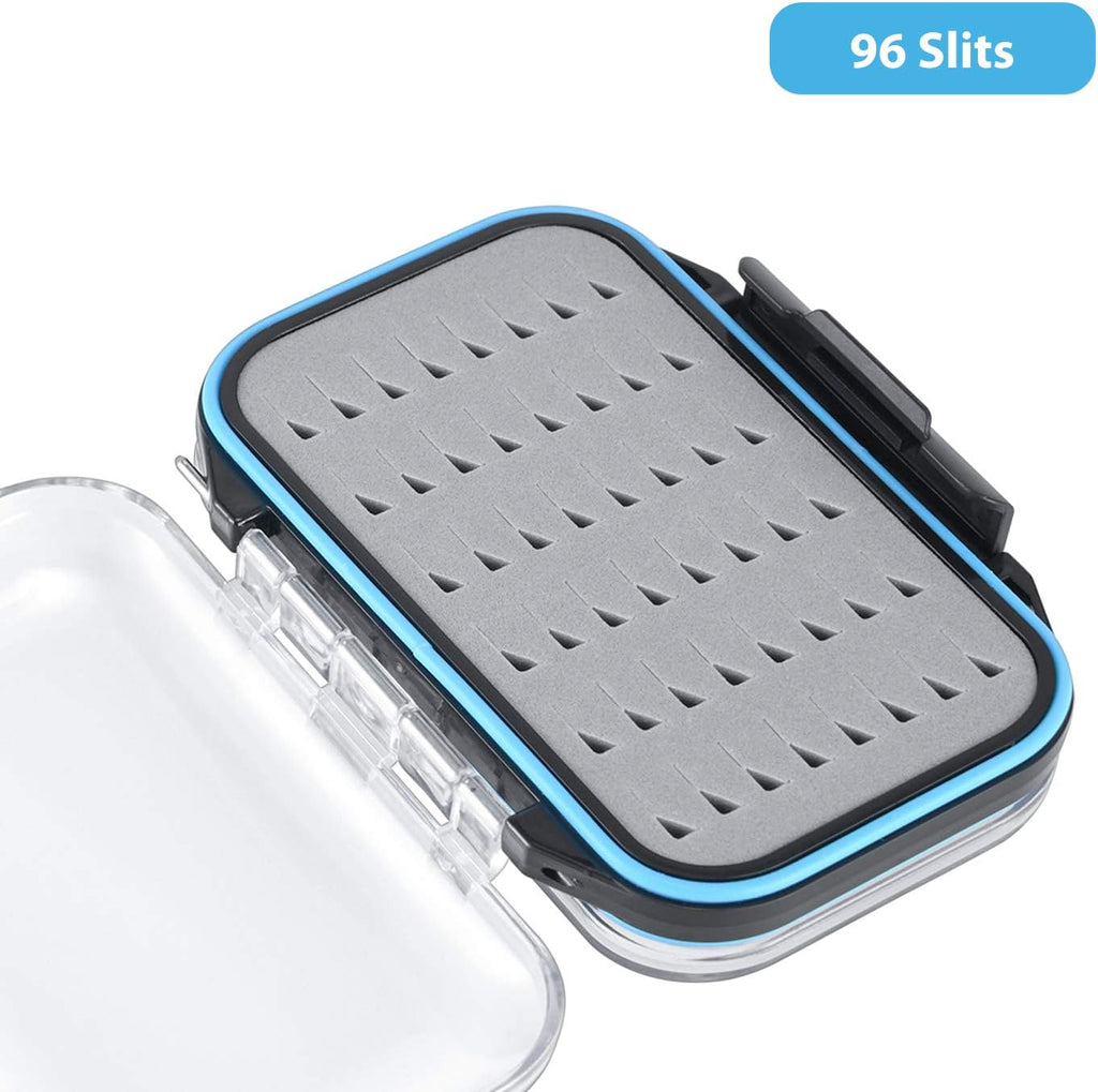 Fly Boxes for Fly Fishing Jig Boxes Two-Sided Waterproof Lightweight Fly Fishing Box Easy Grip Transparent Lid Fly Fishing Lures Box, 4.1"X 3.0"X 1.2", Grey