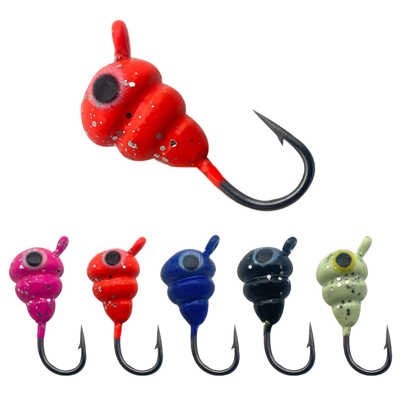 15 Pcs Ice Fishing Jigs for Panfish Walleye Sunfish Winter Ice Jigging Tackle Accessories Box Colorful Lead Jig Heads Glow Jigs for Ice Fishing