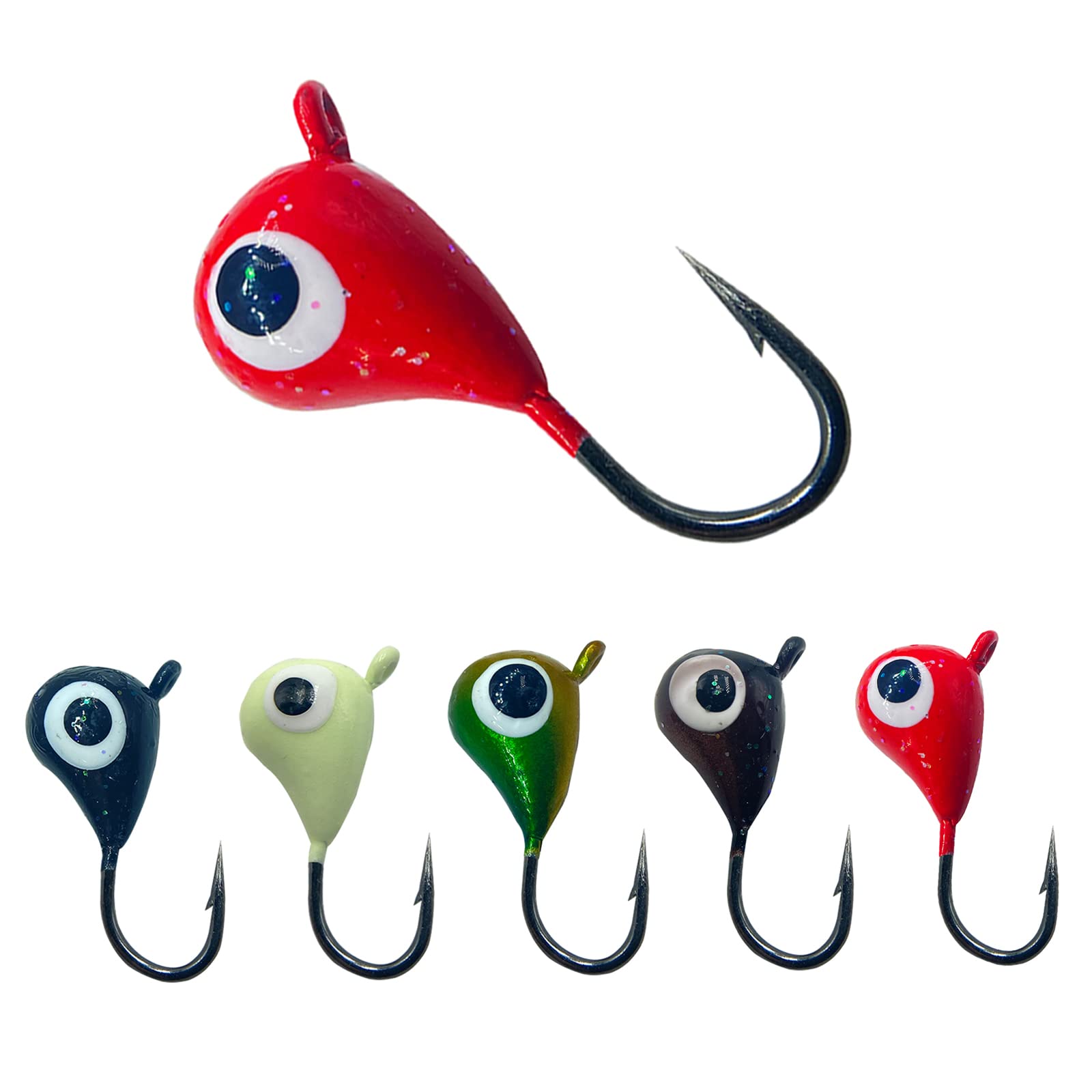 15 Pcs Ice Fishing Jigs for Panfish Walleye Sunfish Winter Ice Jigging Tackle Accessories Box Colorful Lead Jig Heads Glow Jigs for Ice Fishing