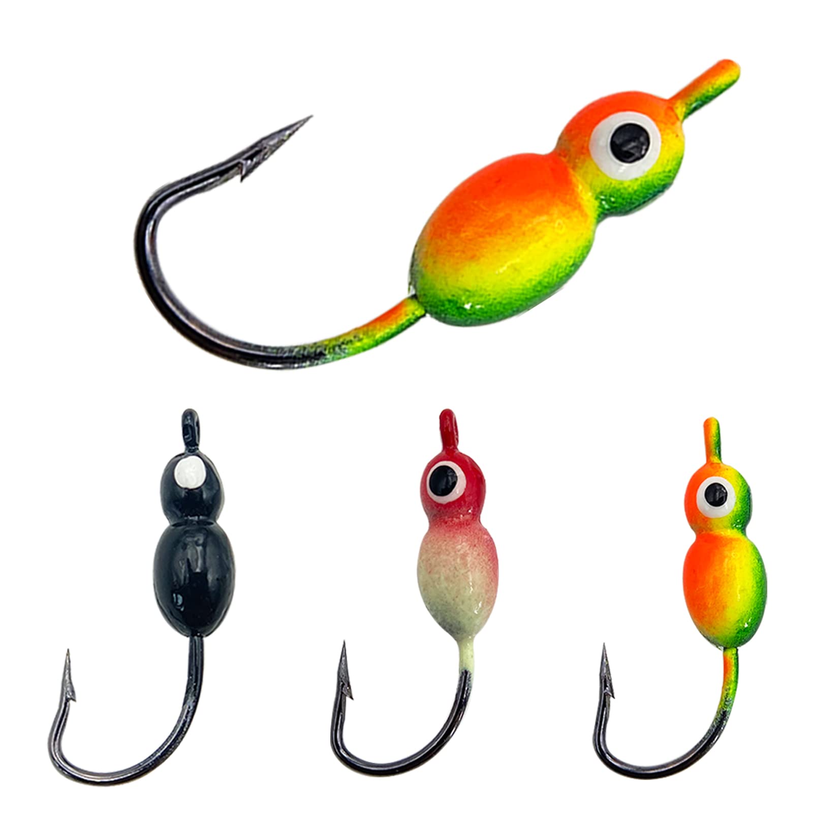 15 Pcs Ice Fishing Jigs for Panfish Walleye Sunfish Winter Ice Jigging Tackle Accessories Box Colorful Lead Jig Heads Glow Jigs for Ice Fishing