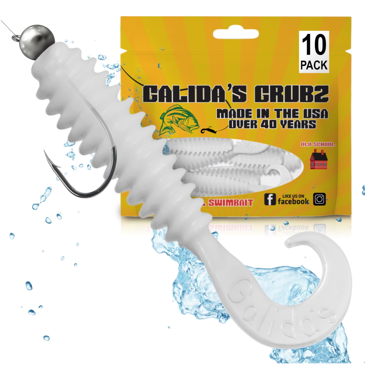 Galida's Grubz Soft Plastic Fish Bait Lures for Fishing | Fishing Bait Lure with Deep Ribs | Great for Beginners and Advanced Fishermen