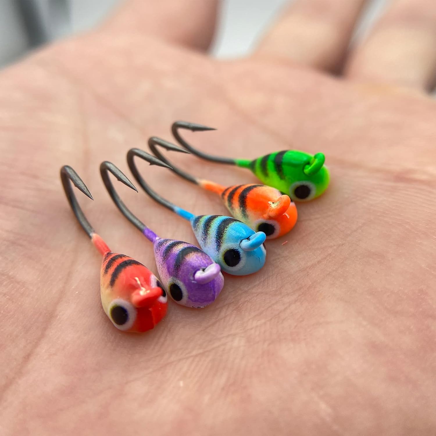 15 Pcs Ice Fishing Jigs for Panfish Walleye Sunfish Winter Ice Jigging Tackle Accessories Box Colorful Lead Jig Heads Glow Jigs for Ice Fishing