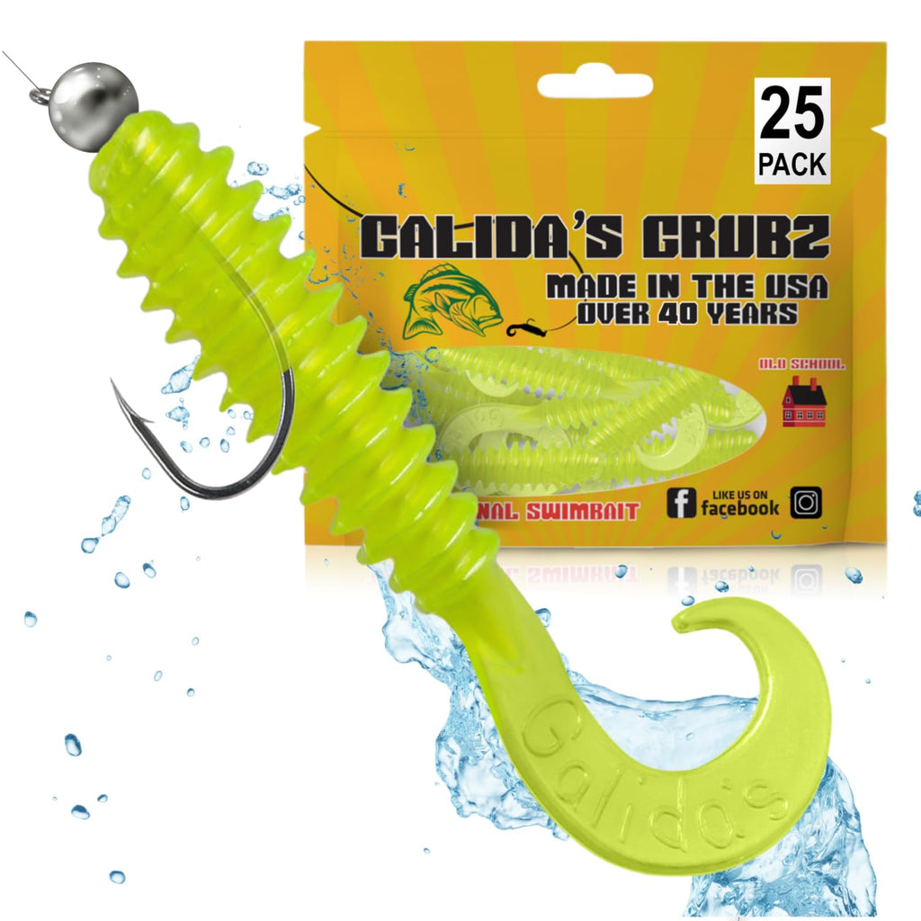Galida's Grubz Soft Plastic Fish Bait Lures for Fishing | Fishing Bait Lure with Deep Ribs | Great for Beginners and Advanced Fishermen