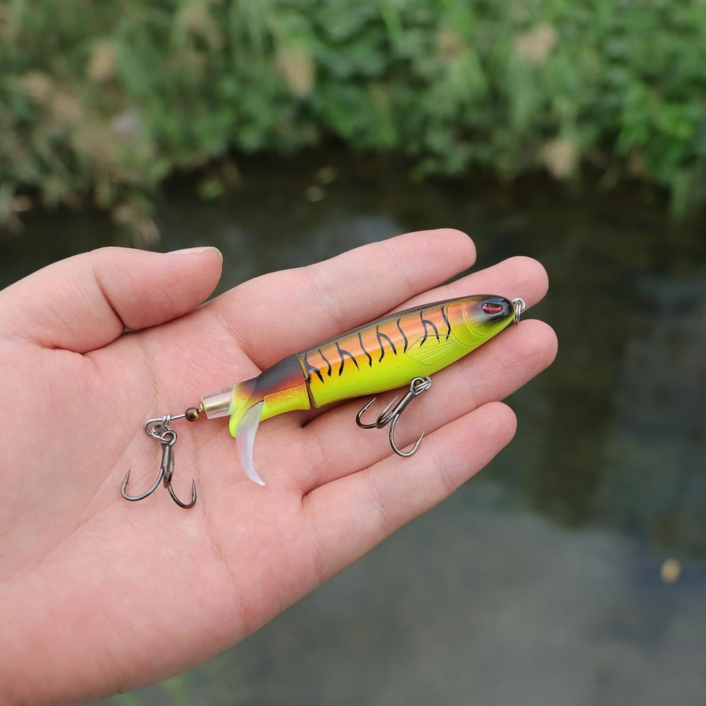 𝗘𝗫𝗔𝗨𝗥𝗔𝗙𝗘𝗟𝗜𝗦 5PCS Fishing Lures Whopper Plopper Lure WhopperLures Kit Plopping Bass Lure Floating Pencil BassBait Topwater Fishing Lures withTackle Box