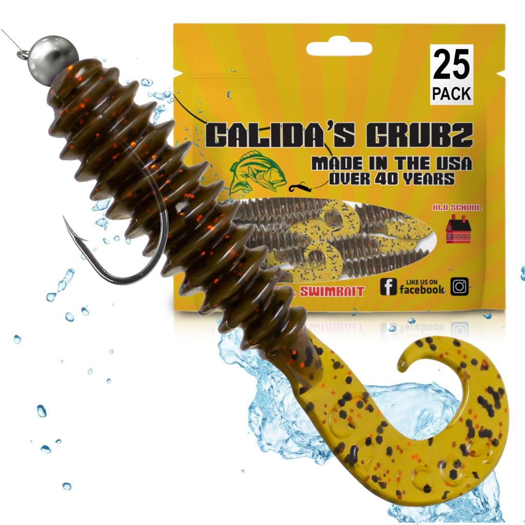 Galida's Grubz Soft Plastic Fish Bait Lures for Fishing | Fishing Bait Lure with Deep Ribs | Great for Beginners and Advanced Fishermen