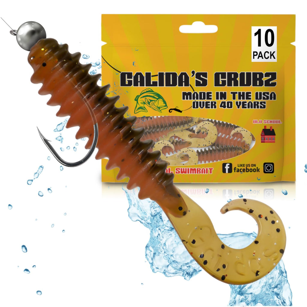 Galida's Grubz Soft Plastic Fish Bait Lures for Fishing | Fishing Bait Lure with Deep Ribs | Great for Beginners and Advanced Fishermen