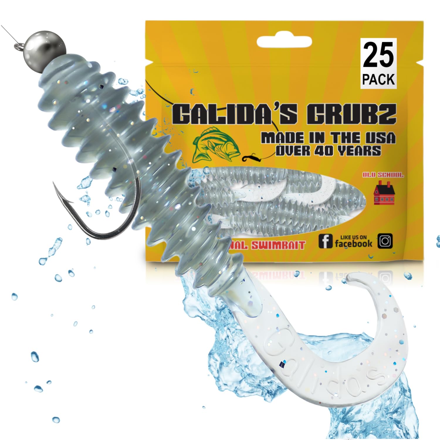 Galida's Grubz Soft Plastic Fish Bait Lures for Fishing | Fishing Bait Lure with Deep Ribs | Great for Beginners and Advanced Fishermen