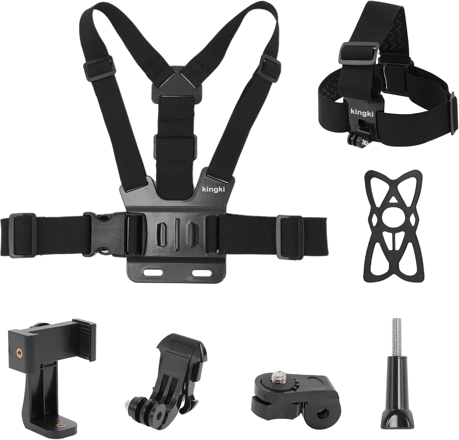 KINGKI Mobile Phone Chest Strap Harness Mount Head Strap Holder Kit for POV/VLOG,Cell Phone Clip Compatible with iPhone,Samsung,GoPro Hero 12, 11,10, 9, 8, AKASO,DJI Osmo,and Action Cameras…