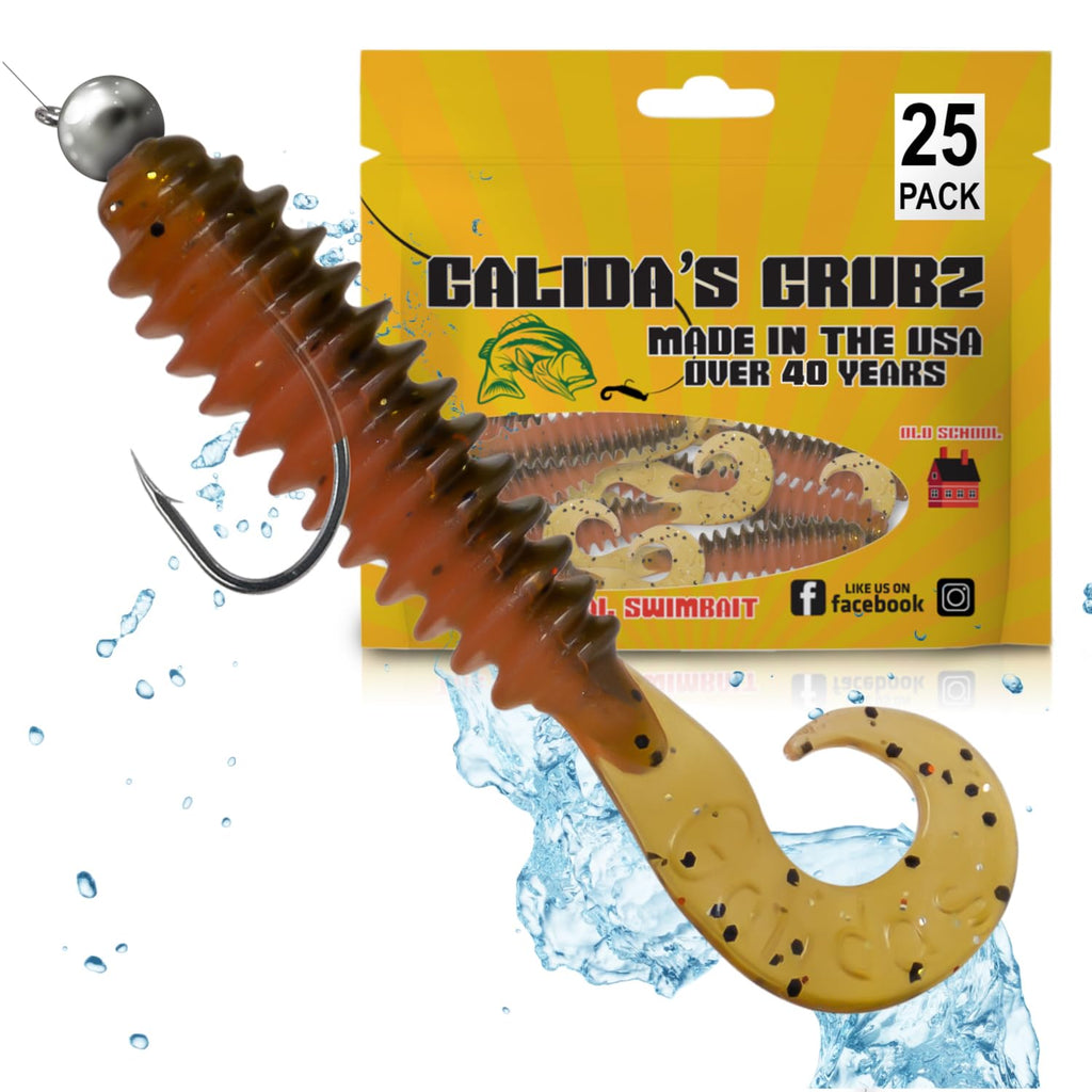 Galida's Grubz Soft Plastic Fish Bait Lures for Fishing | Fishing Bait Lure with Deep Ribs | Great for Beginners and Advanced Fishermen