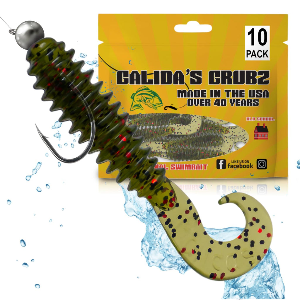 Galida's Grubz Soft Plastic Fish Bait Lures for Fishing | Fishing Bait Lure with Deep Ribs | Great for Beginners and Advanced Fishermen