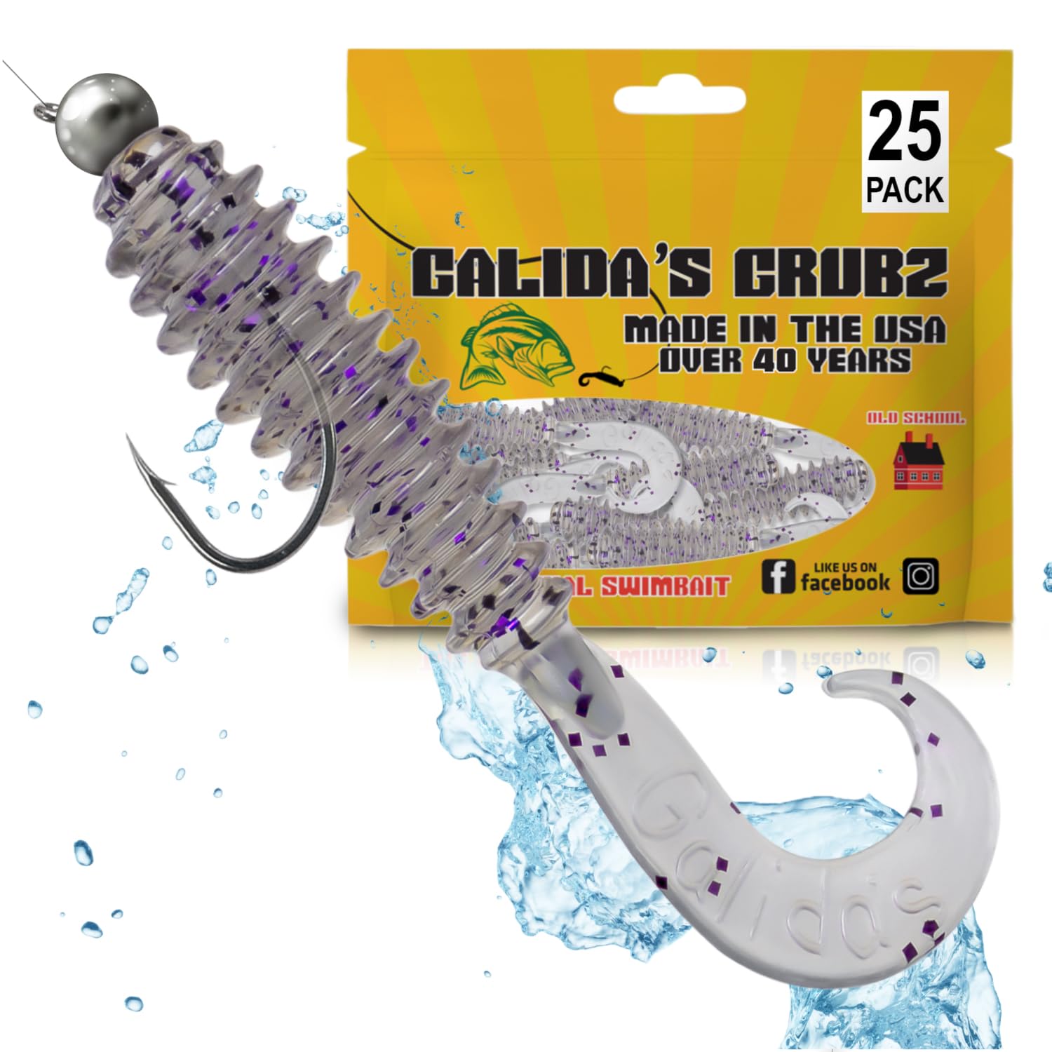 Galida's Grubz Soft Plastic Fish Bait Lures for Fishing | Fishing Bait Lure with Deep Ribs | Great for Beginners and Advanced Fishermen