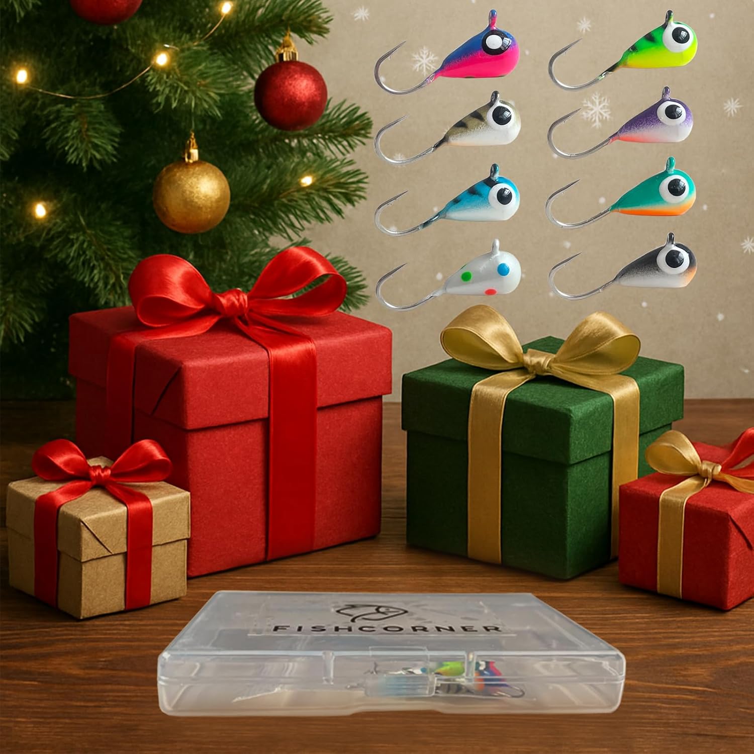 8pcs Tungsten Ice Fishing Jigs Set Sensitive Tear Drop Ice Fishing Jig Head Glow in Dark Ice Fishing Lures for Panfish Crappie Bluegill Walleye