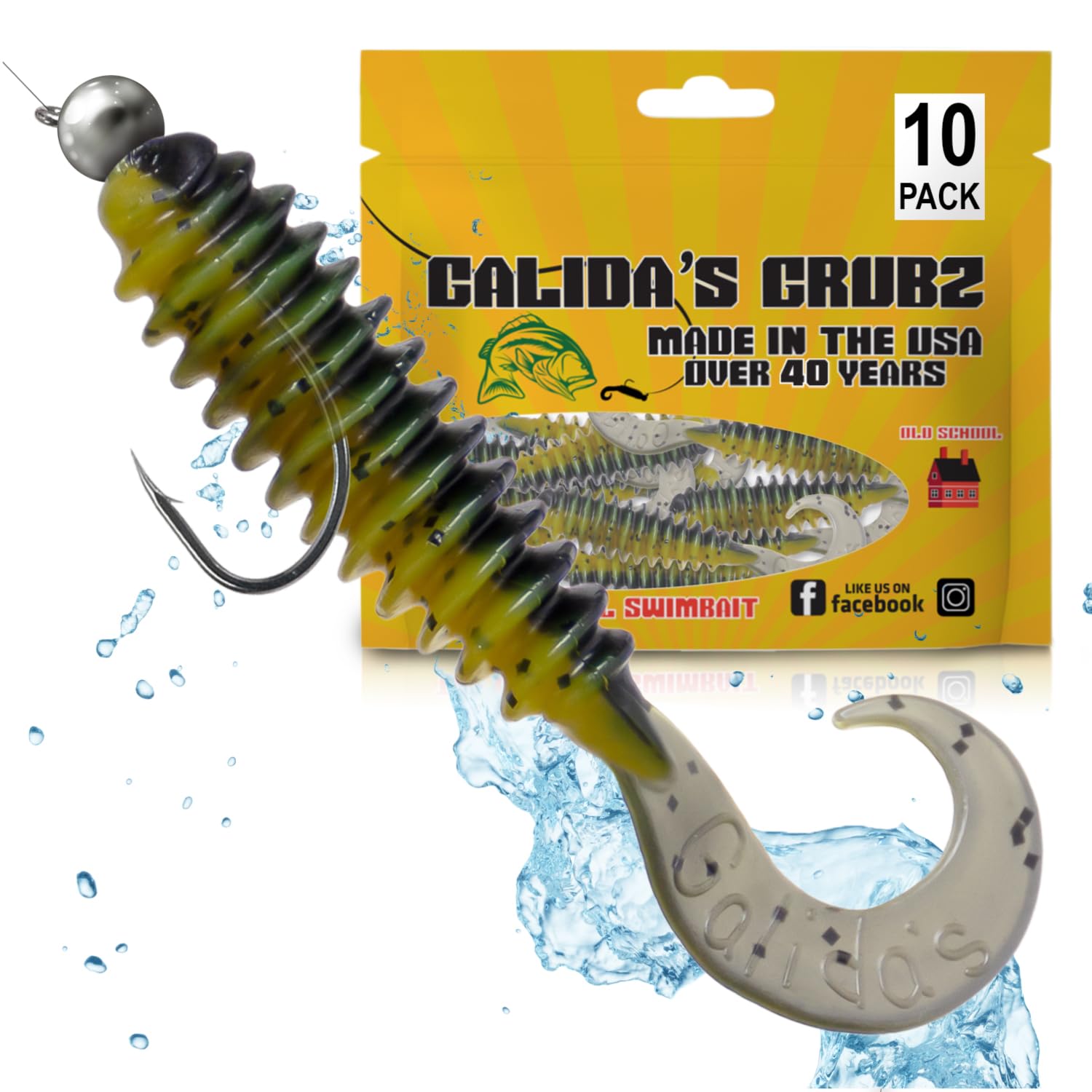 Galida's Grubz Soft Plastic Fish Bait Lures for Fishing | Fishing Bait Lure with Deep Ribs | Great for Beginners and Advanced Fishermen
