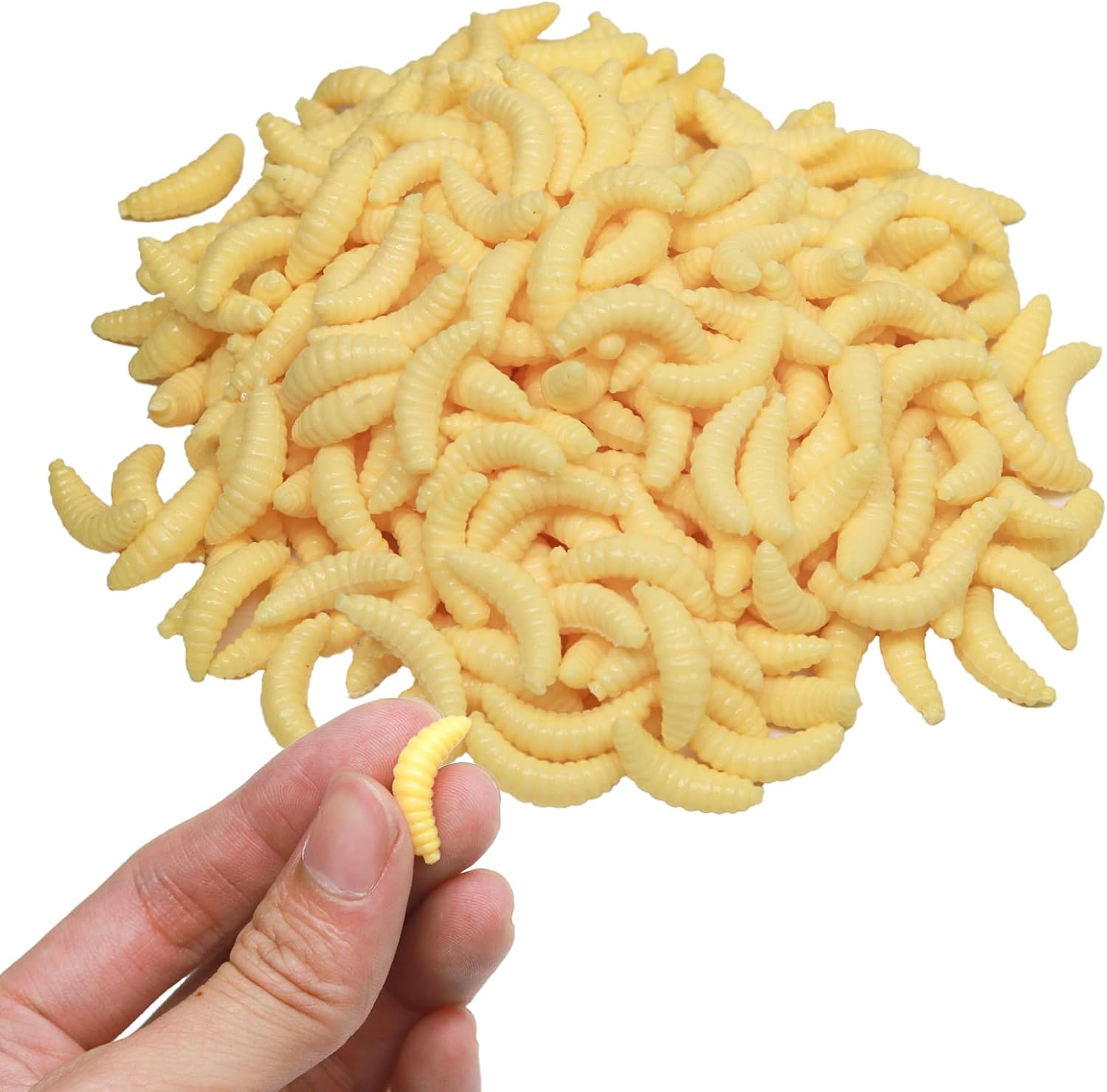 300PCS Realistic Lures - Soft Worm & Maggot Baits for Bass & Ice Fishing