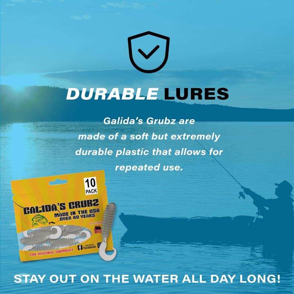 Galida's Grubz Soft Plastic Fish Bait Lures for Fishing | Fishing Bait Lure with Deep Ribs | Great for Beginners and Advanced Fishermen