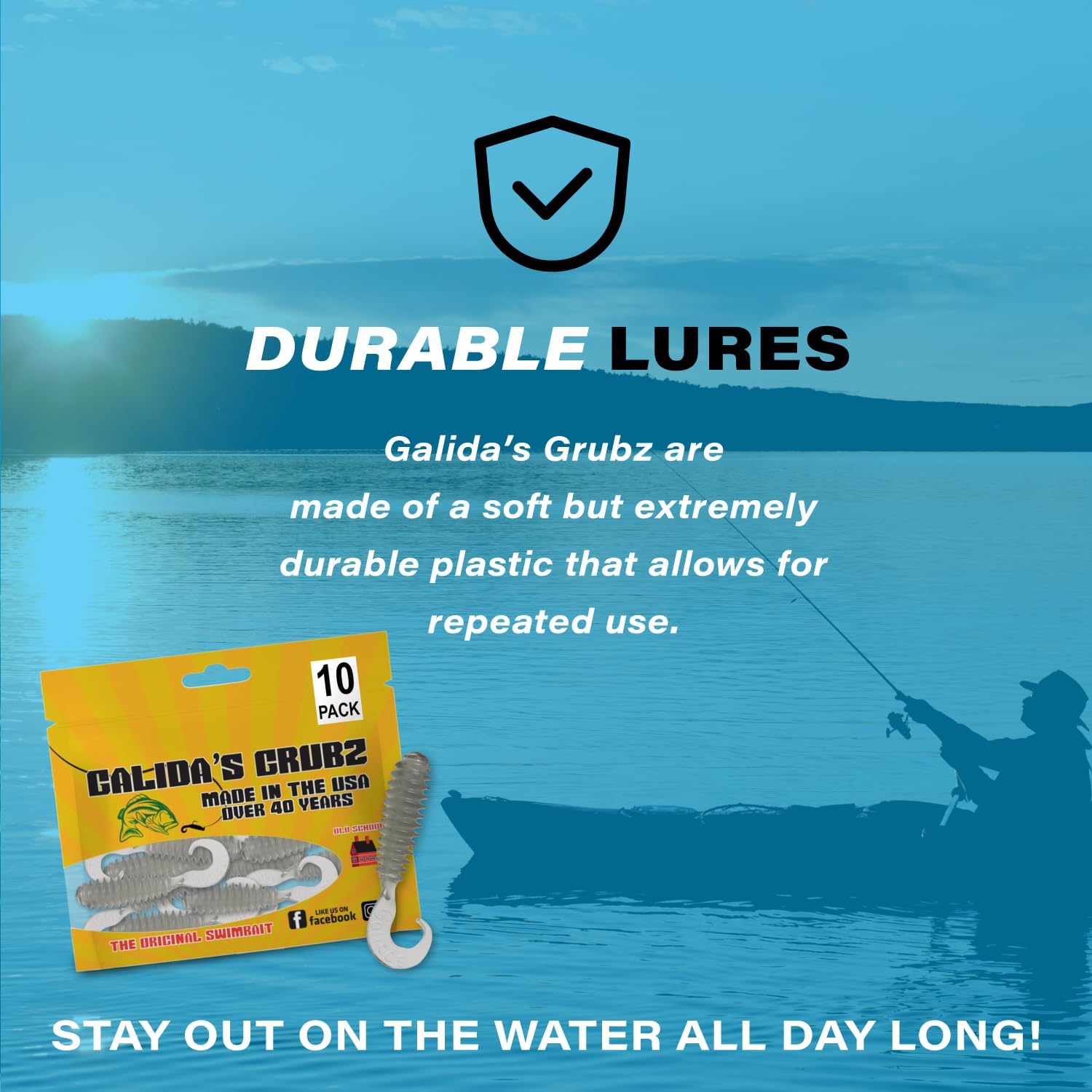 Galida's Grubz Soft Plastic Fish Bait Lures for Fishing | Fishing Bait Lure with Deep Ribs | Great for Beginners and Advanced Fishermen