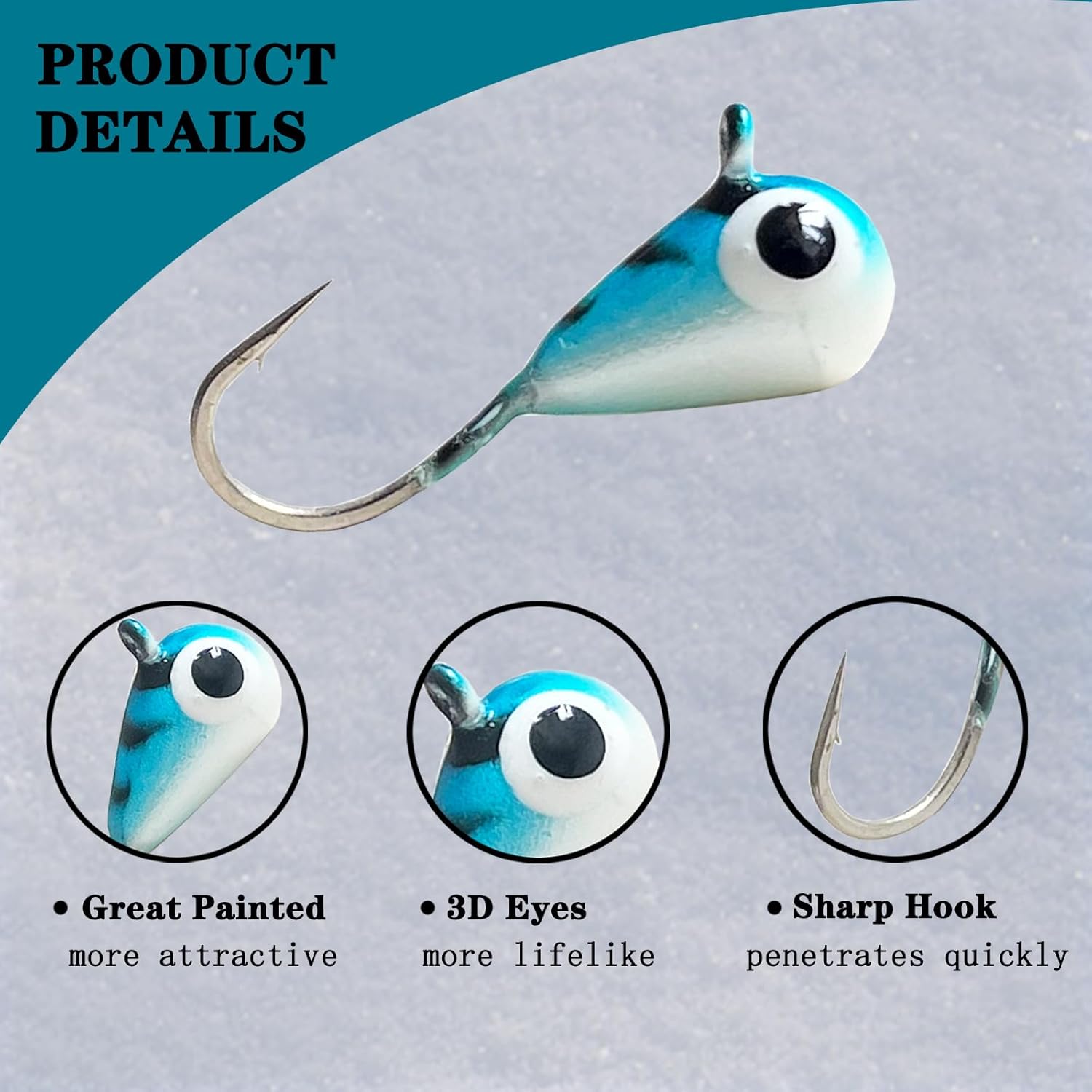 8pcs Tungsten Ice Fishing Jigs Set Sensitive Tear Drop Ice Fishing Jig Head Glow in Dark Ice Fishing Lures for Panfish Crappie Bluegill Walleye
