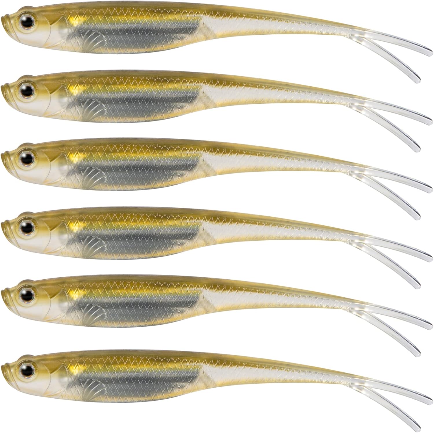 Dr.Fish Soft Plastic Baits, Fork Tail Soft Jerkbait Minnow Lures, 3 to 4-3/4 Inches Soft Swimbaits Jerk Shad Baits Crappie Bass Fishing Lures