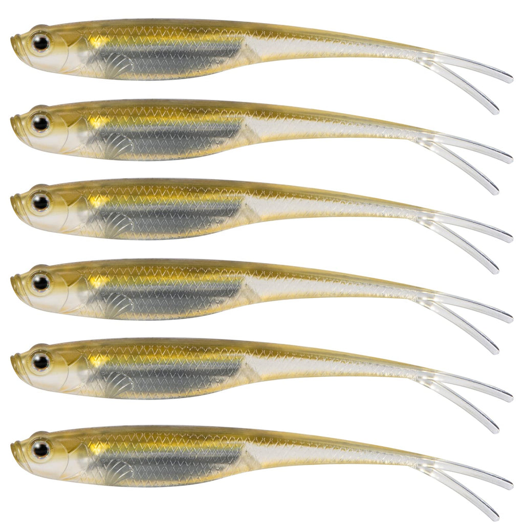 Dr.Fish Soft Plastic Baits, Fork Tail Soft Jerkbait Minnow Lures, 3 to 4-3/4 Inches Soft Swimbaits Jerk Shad Baits Crappie Bass Fishing Lures