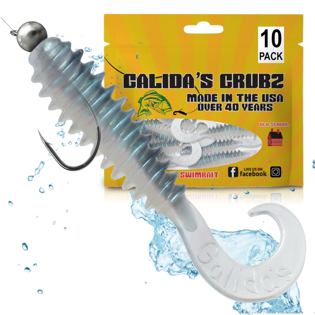 Galida's Grubz Soft Plastic Fish Bait Lures for Fishing | Fishing Bait Lure with Deep Ribs | Great for Beginners and Advanced Fishermen