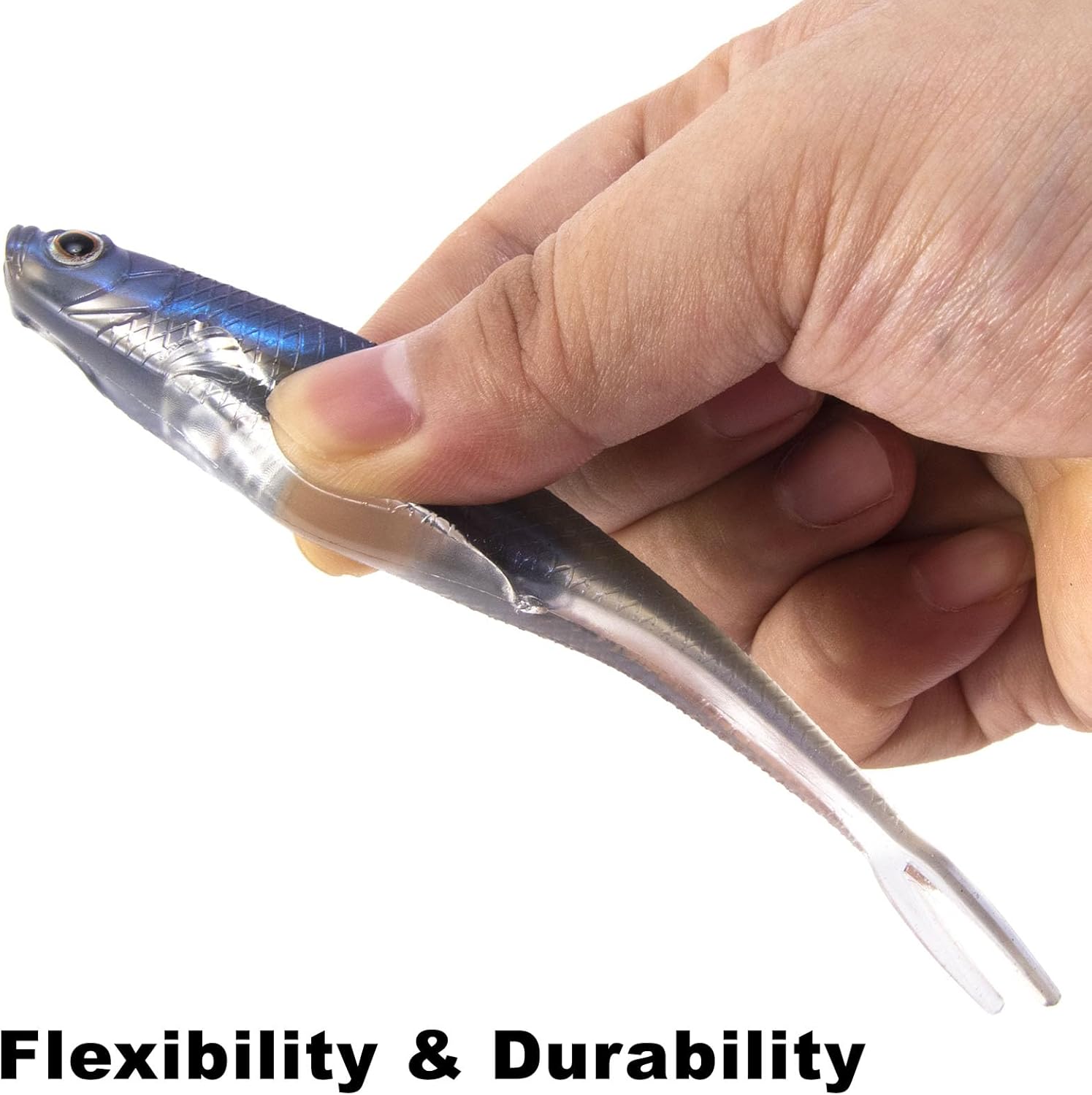 Dr.Fish Soft Plastic Baits, Fork Tail Soft Jerkbait Minnow Lures, 3 to 4-3/4 Inches Soft Swimbaits Jerk Shad Baits Crappie Bass Fishing Lures