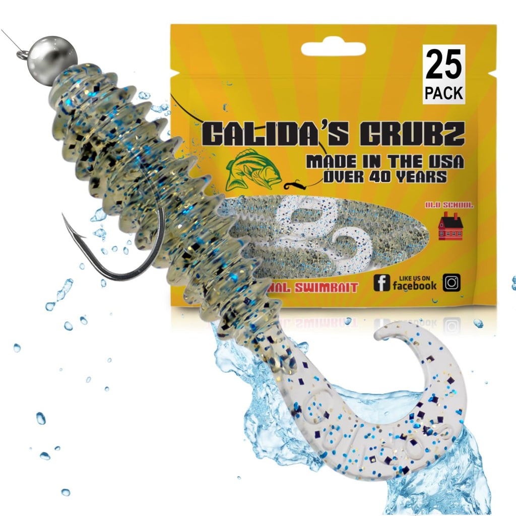 Galida's Grubz Soft Plastic Fish Bait Lures for Fishing | Fishing Bait Lure with Deep Ribs | Great for Beginners and Advanced Fishermen