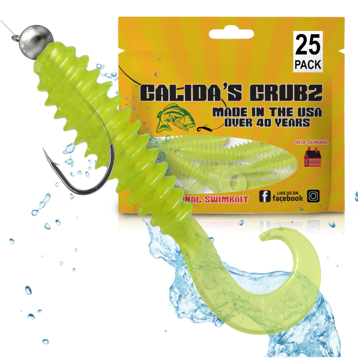 Galida's Grubz Soft Plastic Fish Bait Lures for Fishing | Fishing Bait Lure with Deep Ribs | Great for Beginners and Advanced Fishermen