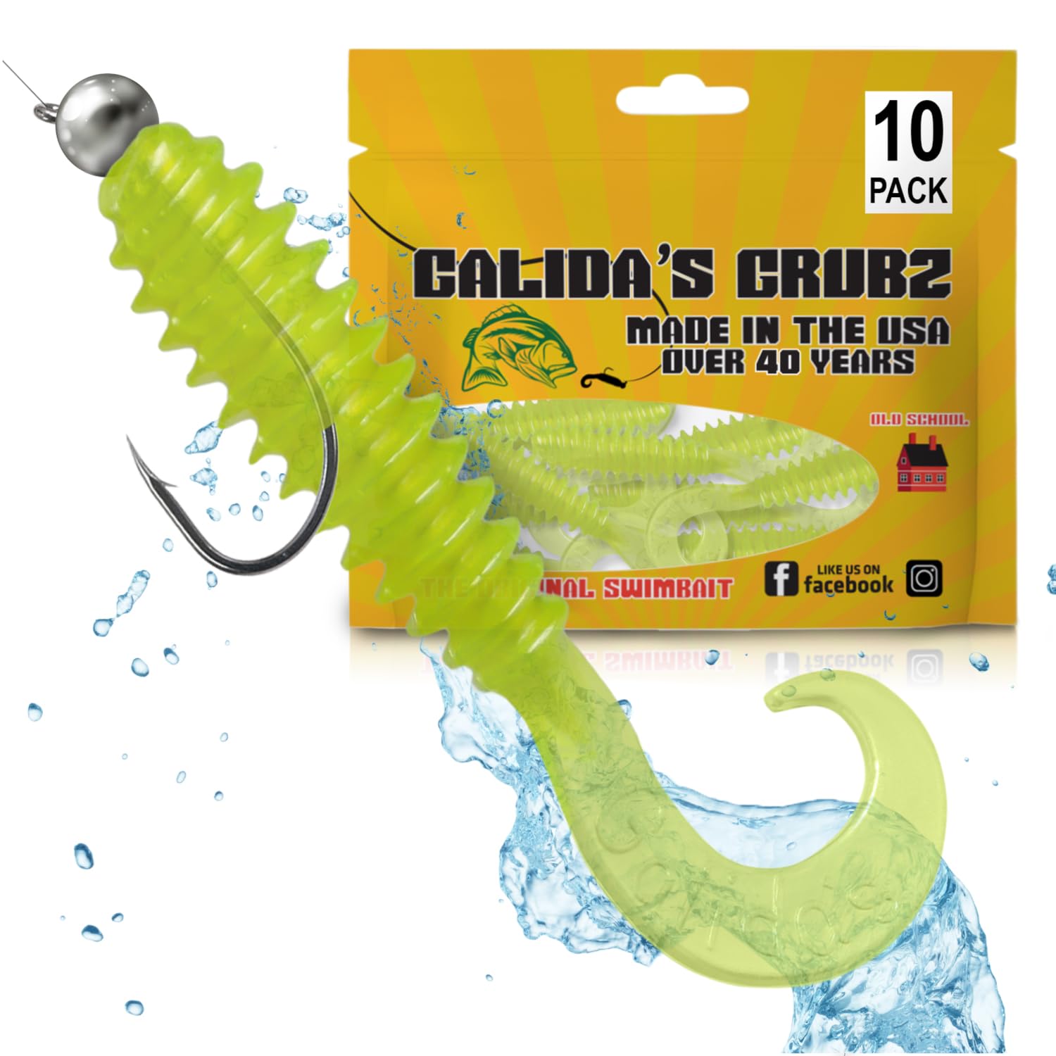 Galida's Grubz Soft Plastic Fish Bait Lures for Fishing | Fishing Bait Lure with Deep Ribs | Great for Beginners and Advanced Fishermen