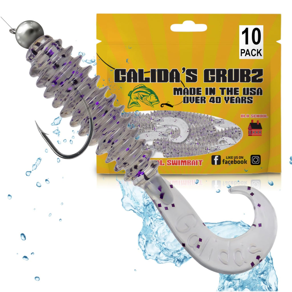 Galida's Grubz Soft Plastic Fish Bait Lures for Fishing | Fishing Bait Lure with Deep Ribs | Great for Beginners and Advanced Fishermen