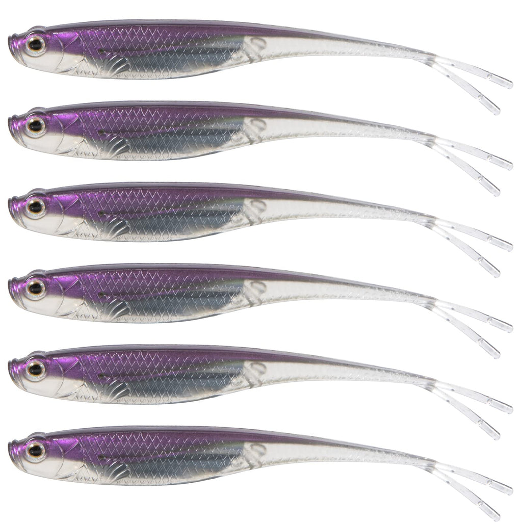 Dr.Fish Soft Plastic Baits, Fork Tail Soft Jerkbait Minnow Lures, 3 to 4-3/4 Inches Soft Swimbaits Jerk Shad Baits Crappie Bass Fishing Lures
