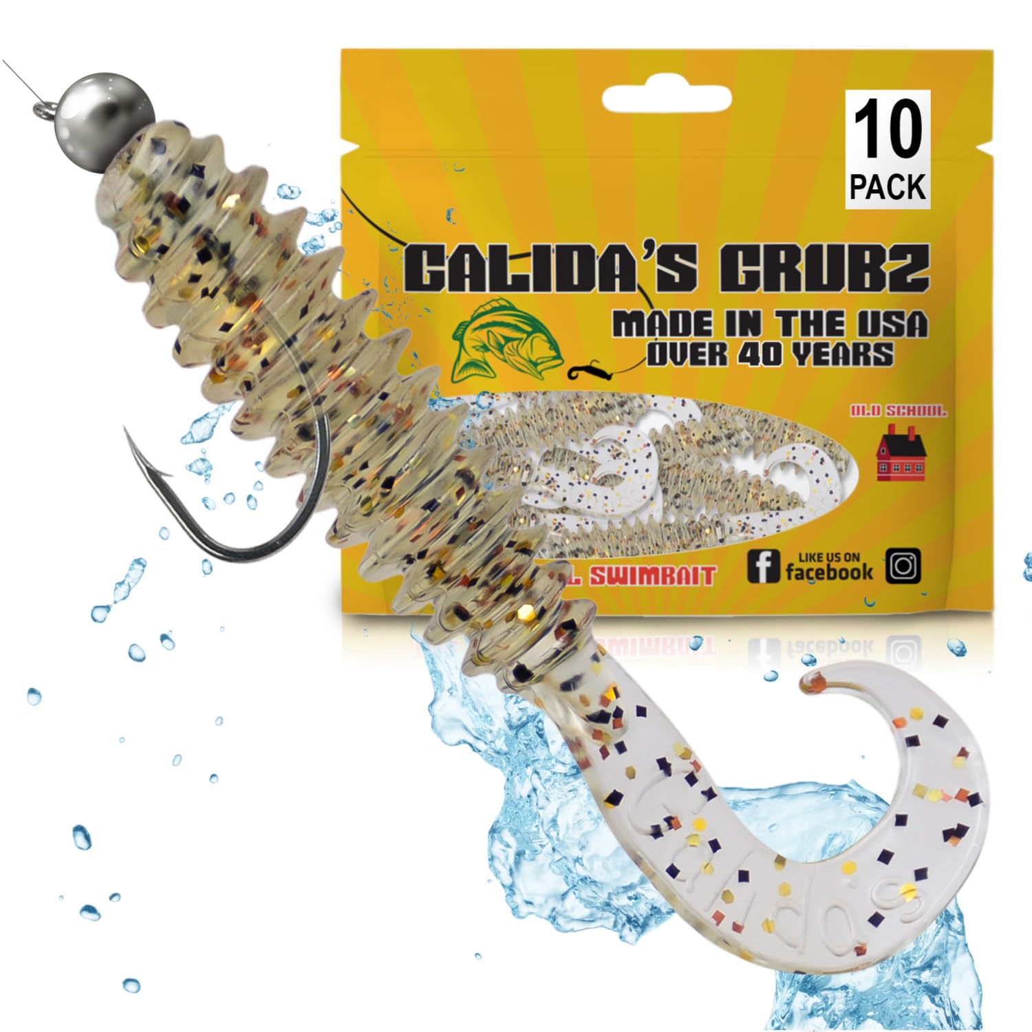 Galida's Grubz Soft Plastic Fish Bait Lures for Fishing | Fishing Bait Lure with Deep Ribs | Great for Beginners and Advanced Fishermen