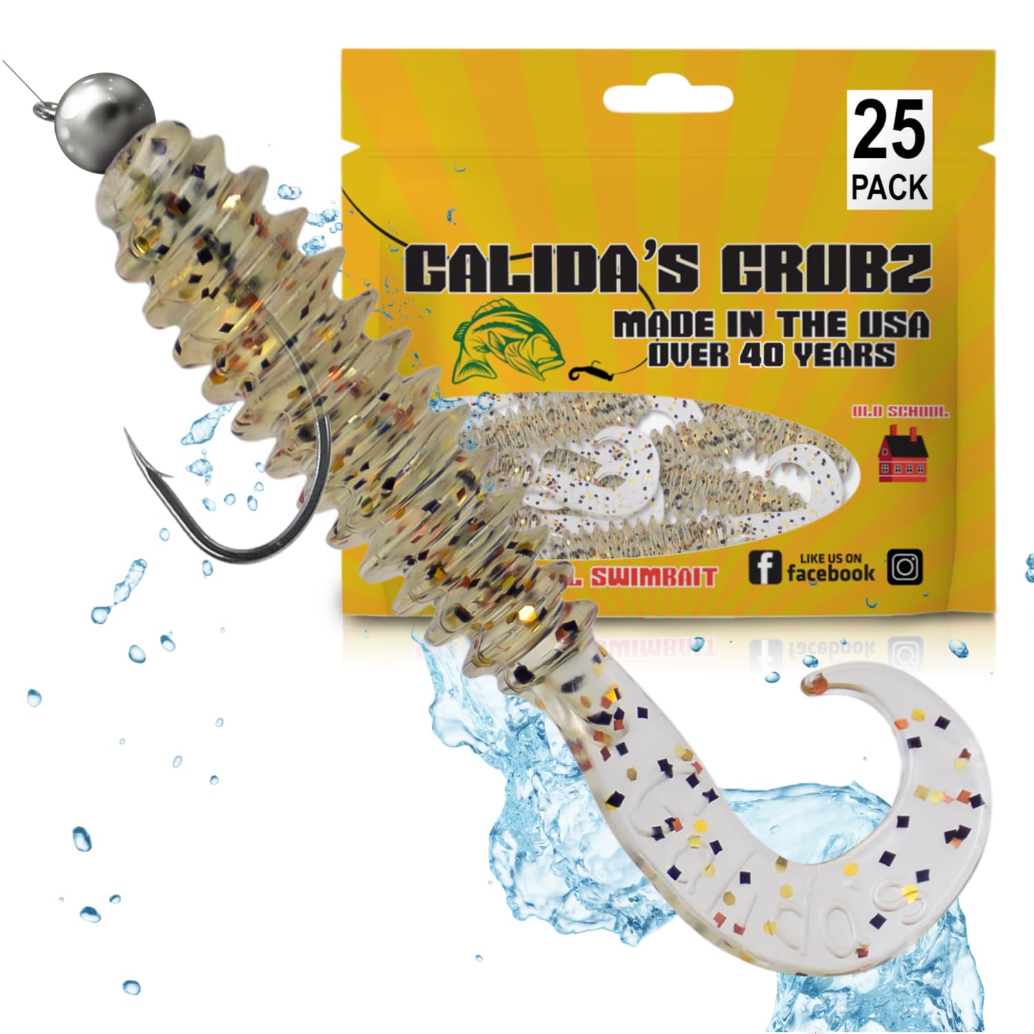 Galida's Grubz Soft Plastic Fish Bait Lures for Fishing | Fishing Bait Lure with Deep Ribs | Great for Beginners and Advanced Fishermen