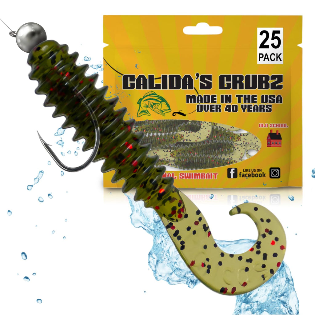 Galida's Grubz Soft Plastic Fish Bait Lures for Fishing | Fishing Bait Lure with Deep Ribs | Great for Beginners and Advanced Fishermen