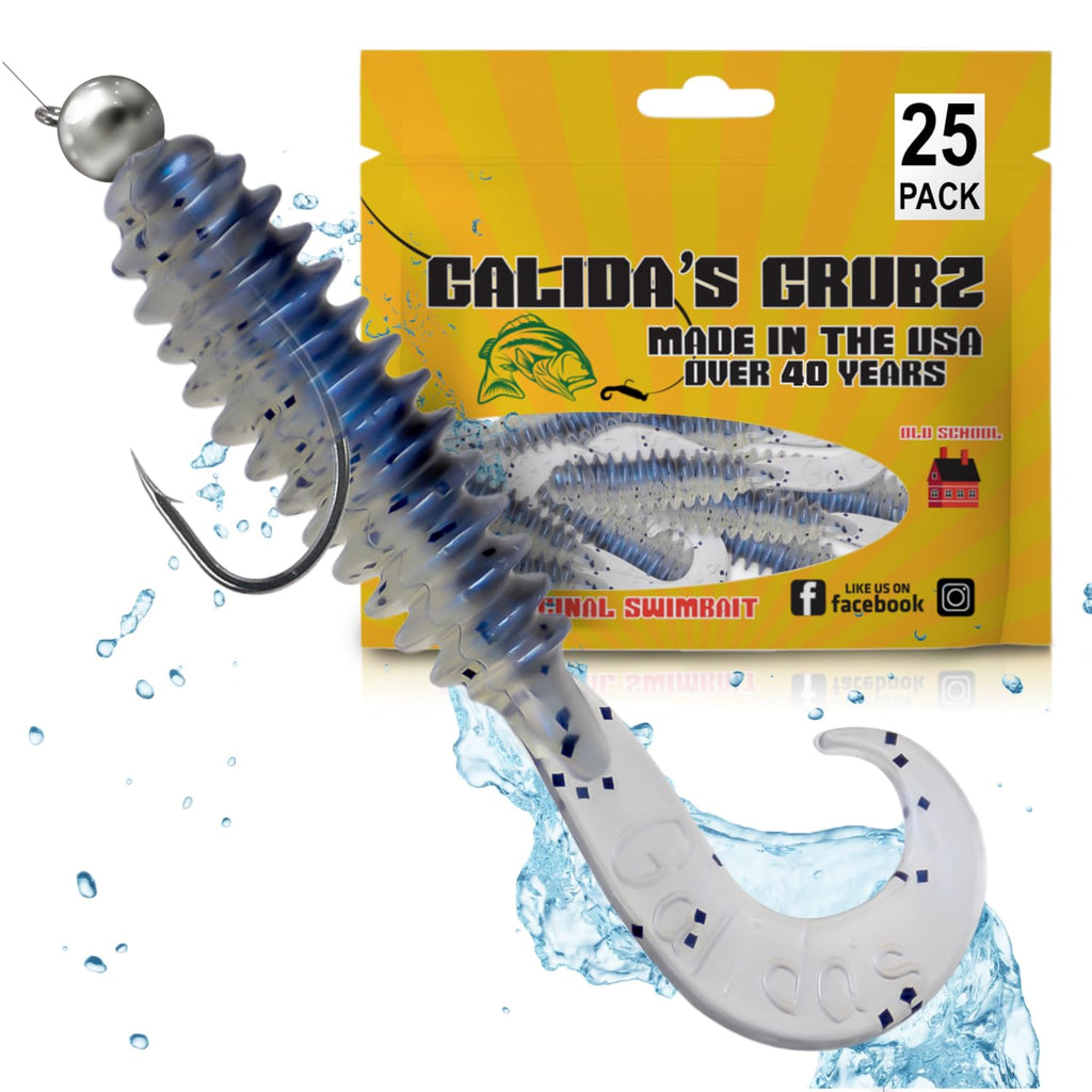 Galida's Grubz Soft Plastic Fish Bait Lures for Fishing | Fishing Bait Lure with Deep Ribs | Great for Beginners and Advanced Fishermen
