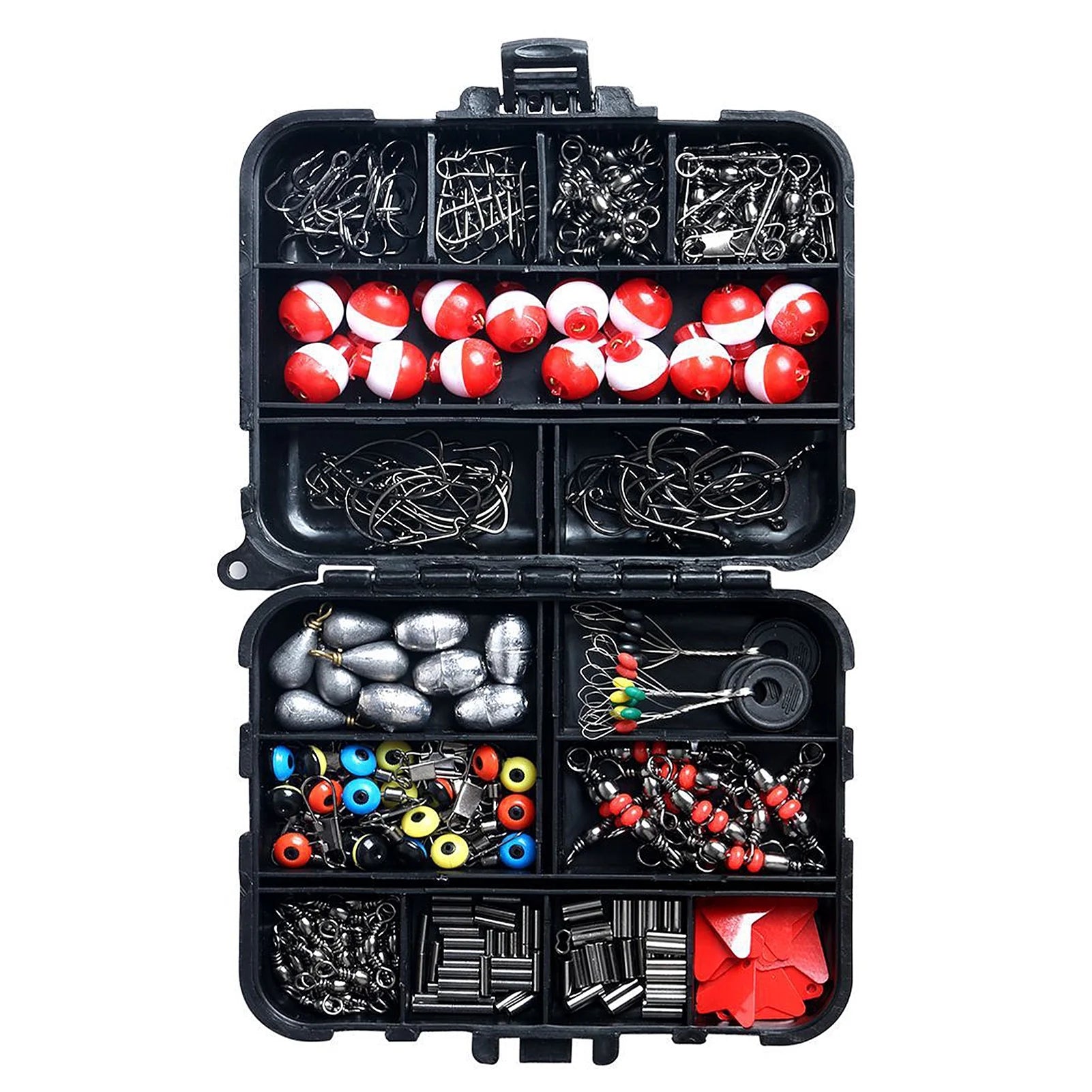 263Pcs Fishing Accessories Set with Tackle Box Including Plier Jig Hooks Weight Swivels Snaps Slides